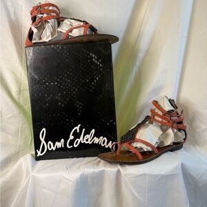 Sam Edelman Orange and Black Strappy Sandals